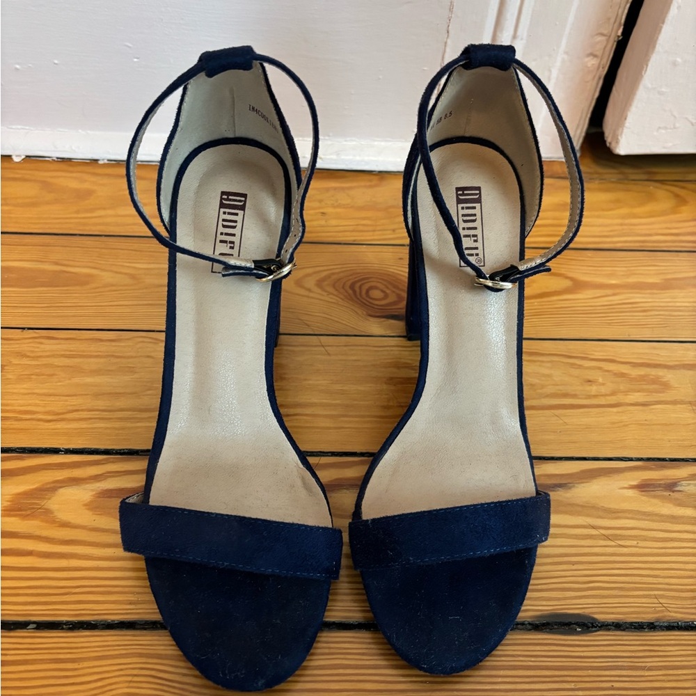 IDIFU Navy Heels with Ankle-Strap